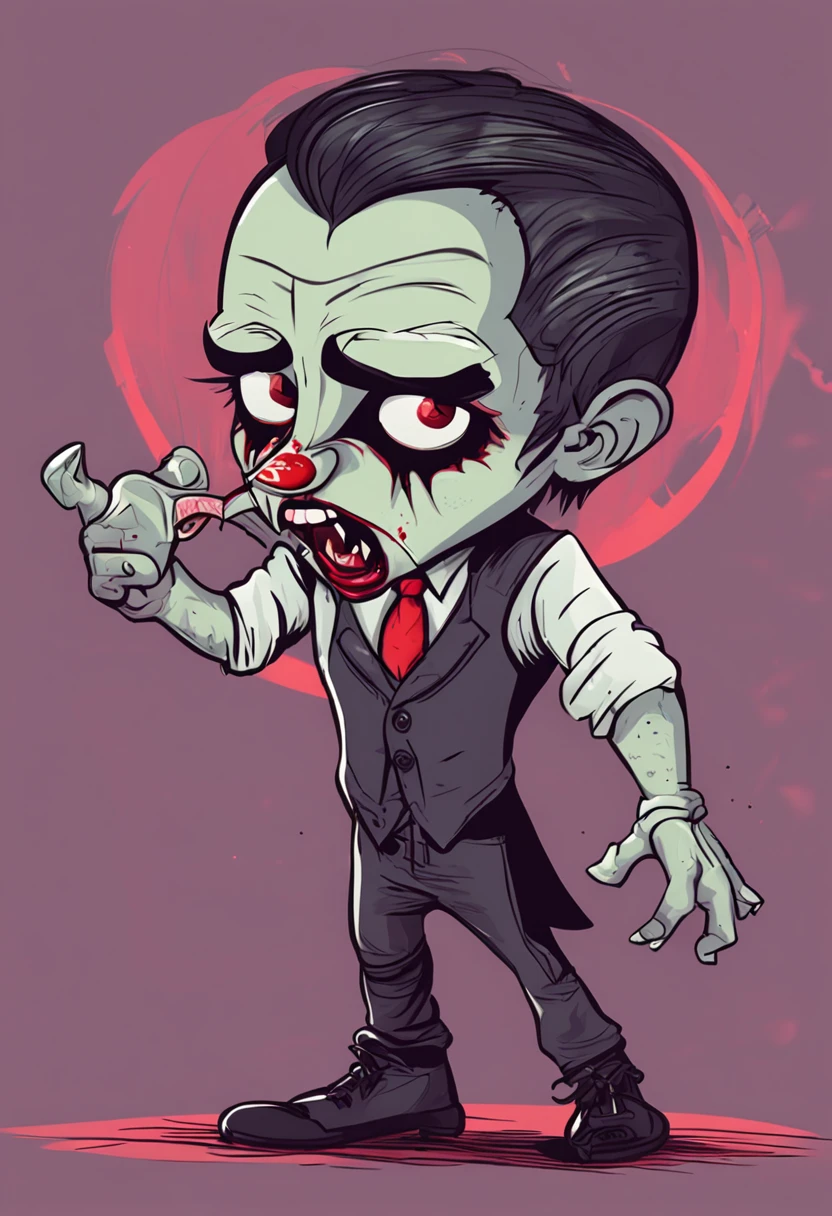 Vampire with bad face, pacifier in mouth, cartoon, 4k, full body