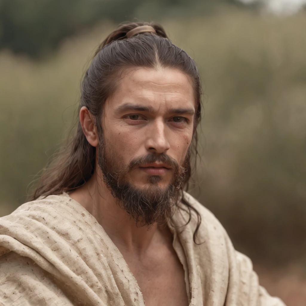 (Professional 3D rendering:1.3) de (Realistic:1.3) foto de arte mais bonita do mundo,((epic hero, rough fantasy,Jesus, olhar gentil, Cabelos Longos, Large beard and strong expression in dynamic pose, location in the wheat plantation, majestoso ambiente desordenado)), corpo inteiro 8k unidade render, action shot, poros da pele, very dark lighting, sombreamento pesado, circunstanciado, rosto detalhado, (Vibrando, fotografia realista, Realistic, Dramatic, Escuro, foco nítido, 8k), (roupas de rei, with golden crown and white linen tunic:1.4), ((((Use peles)))), (intrincado:1.4), decadente, (altamente detalhado:1.4), Pintura digital, rendering by octane, art stations, conceito-arte, liso, foco nítido, illustration, germe da arte, (Loish:0.23), Wlop Ilya Kuvshinov, e greg rutkowski e alphonse mucha gracias, (global ilumination, studiolight, light volumetric), floating particles, patife, fantasia, Nosso, corpo inteiro, ((Fundo escuro e antigo da cidade:1.3)),CGSesociedade,art stations