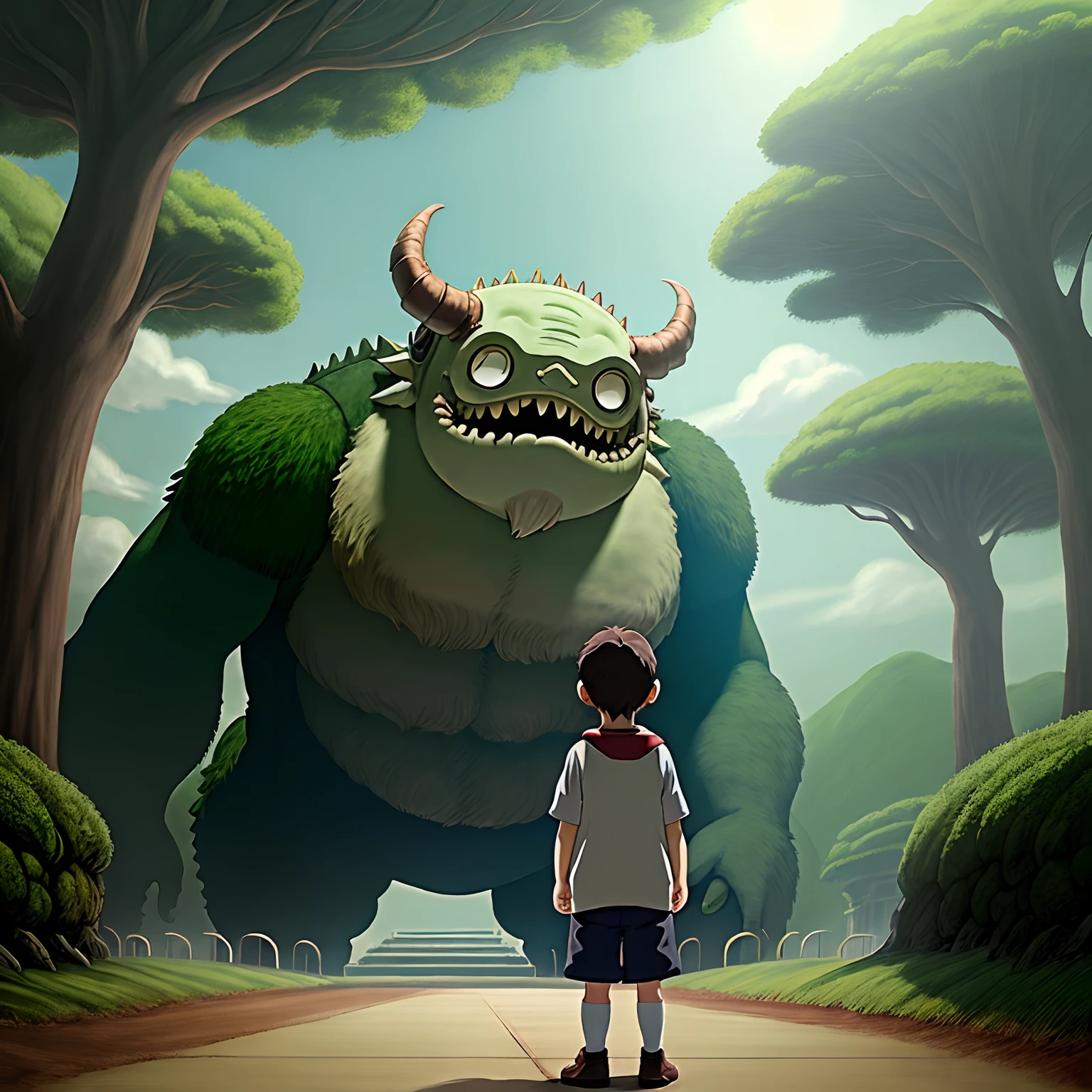 A Looking at a Monster,estilo ghibli