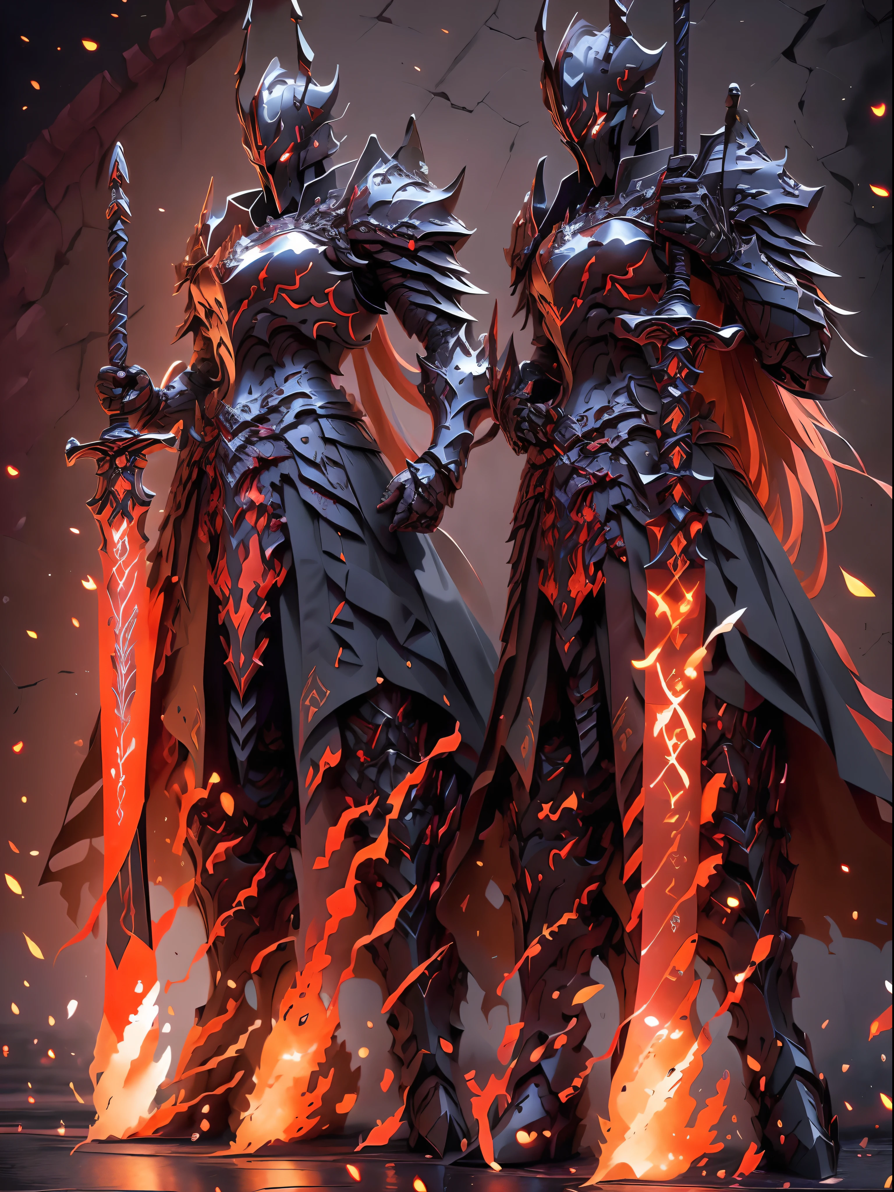 arafed image of a demonic knight with a sword and a fire, epic fantasy digital art style, 4k highly detailed digital art, high detailed official artwork, detailed digital 2d fantasy art, 2. 5 d cgi anime fantasy artwork, epic fantasy illustration, 4k detailed digital art, highly detailed fantasy art, epic fantasy game art, epic fantasy art style hd