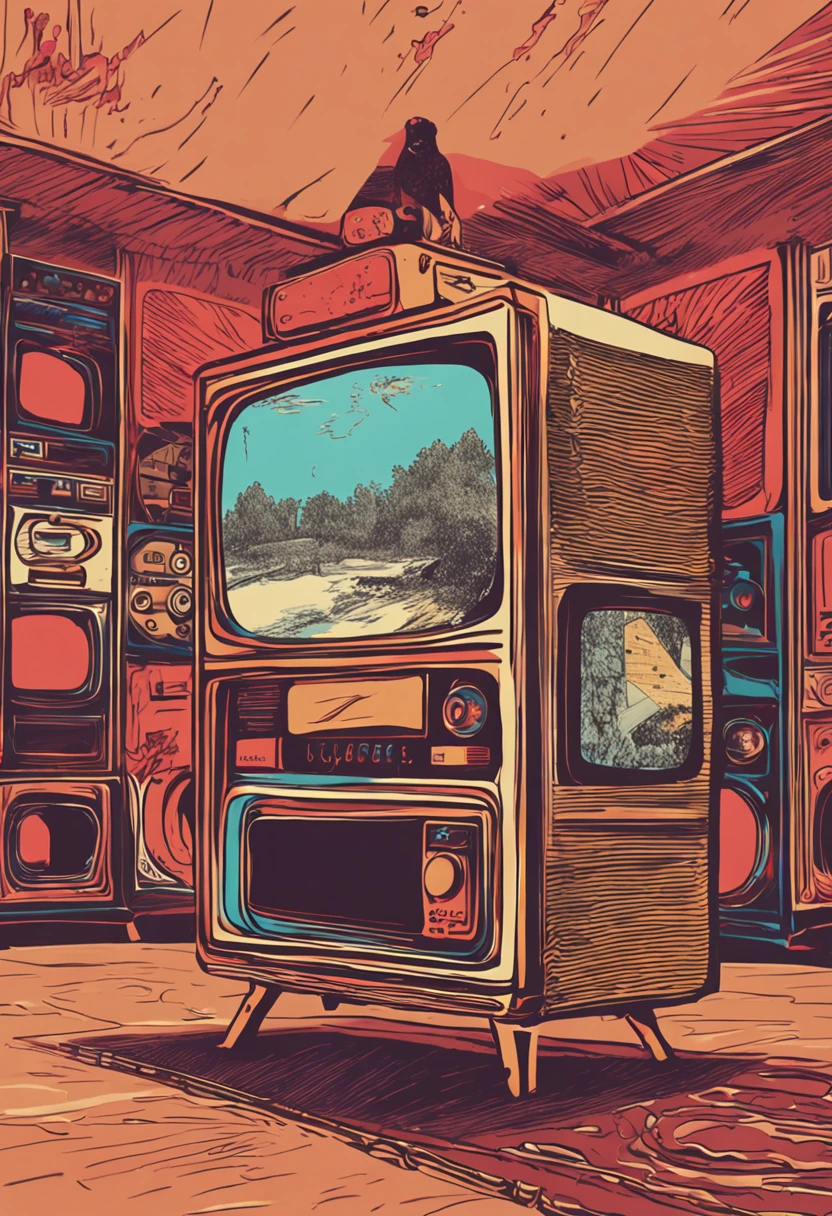 antique television that takes up the entire screen