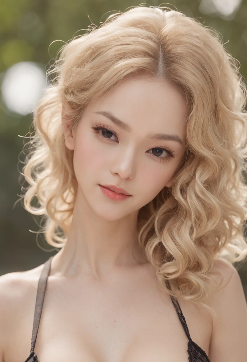 (Blonde curly hair), ponytail, (((Plump breasts))), ((Plump figure)), ((Plump boobs)), ((Nipple exposed)), (Detailed description of hair), (Detailed face Description), (detailed description of the body), fair and translucent skin, peerless beauty, long legs, (stockings), beauty mole, (sapphire necklace), (Sister Yu), (mature), (red lips), (cover Chest),(Seductive Smile),Facing Viewer,((Outdoor)),Winter,(During Heavy Snow),