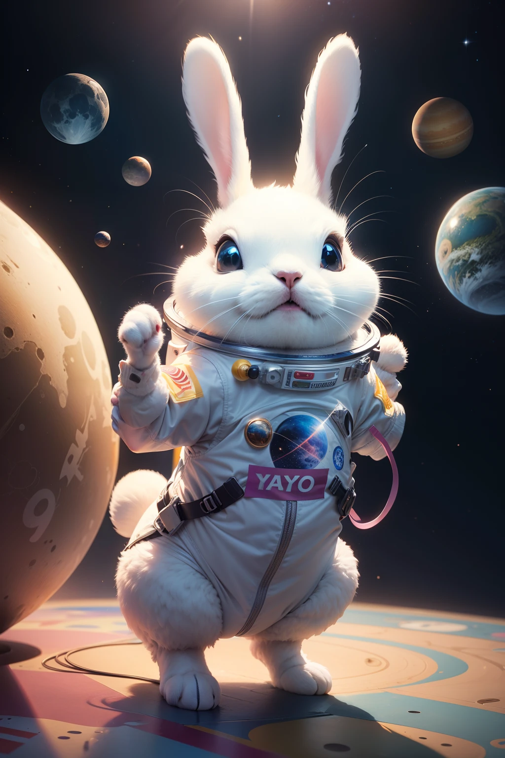 space animal bunny, funny and surprised, for a sticker