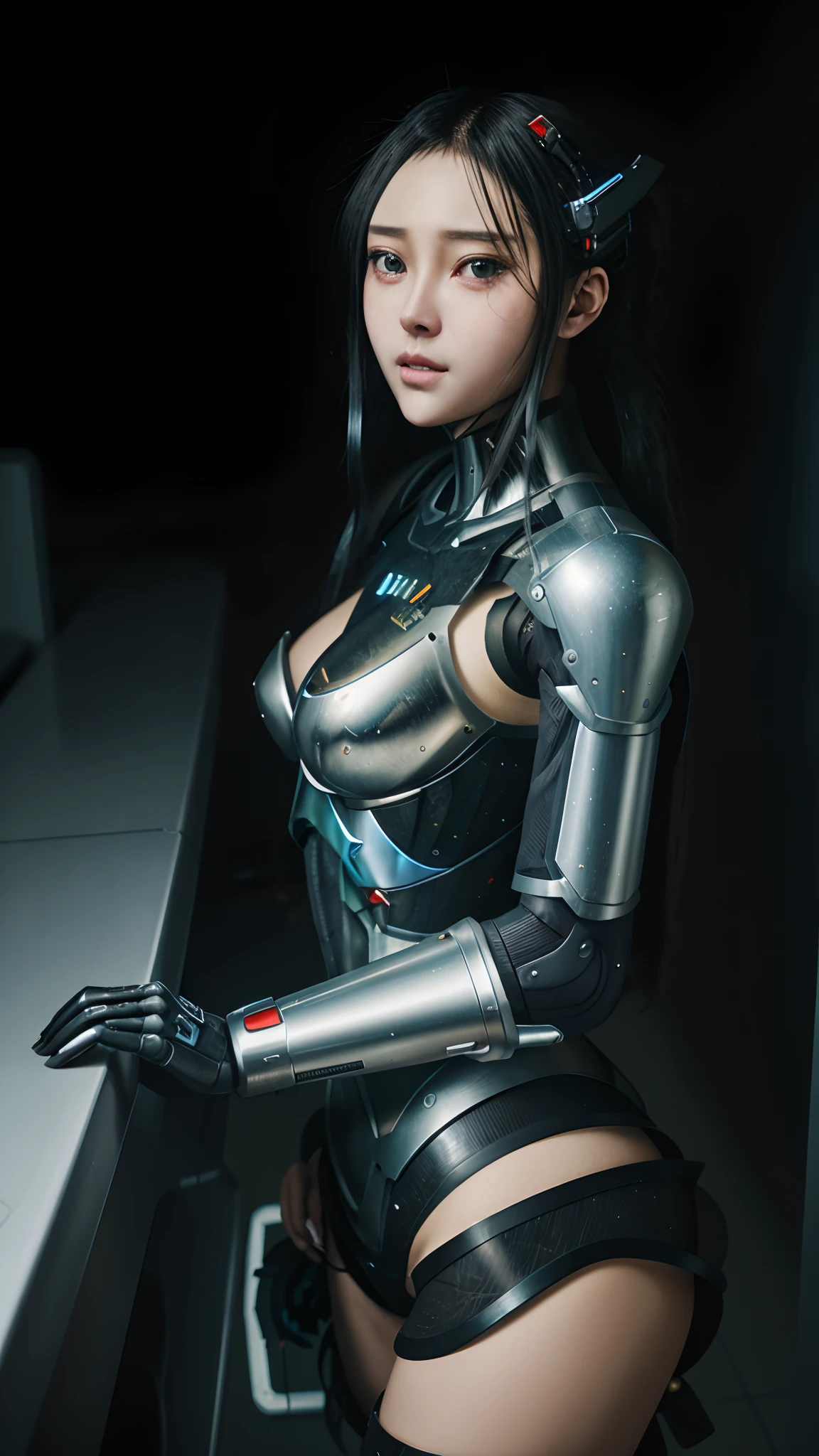 Alafed woman in futuristic suit standing on city street, Girl in Mecha Cyber Armor, Perfect Anime Cyborg Woman, Cyborg girl, beautiful girl cyborg, female cyberpunk anime girl, Cyberpunk Girl Mecha, Cute cyborg girl, cybersuit, hyper-realistic cyberpunk style, Cyberpunk, Cyberpunk Girl, cyberpunk beautiful girl, Cyborg - Girl, The Perfect Cyborg Girl、The perfect cyborg beautiful girl