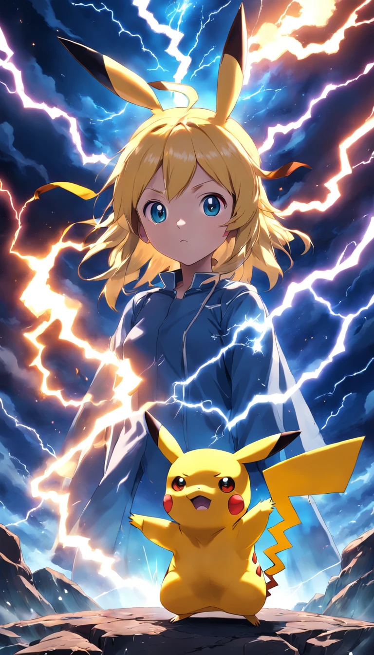Make Pikachu with lightning backgrounds