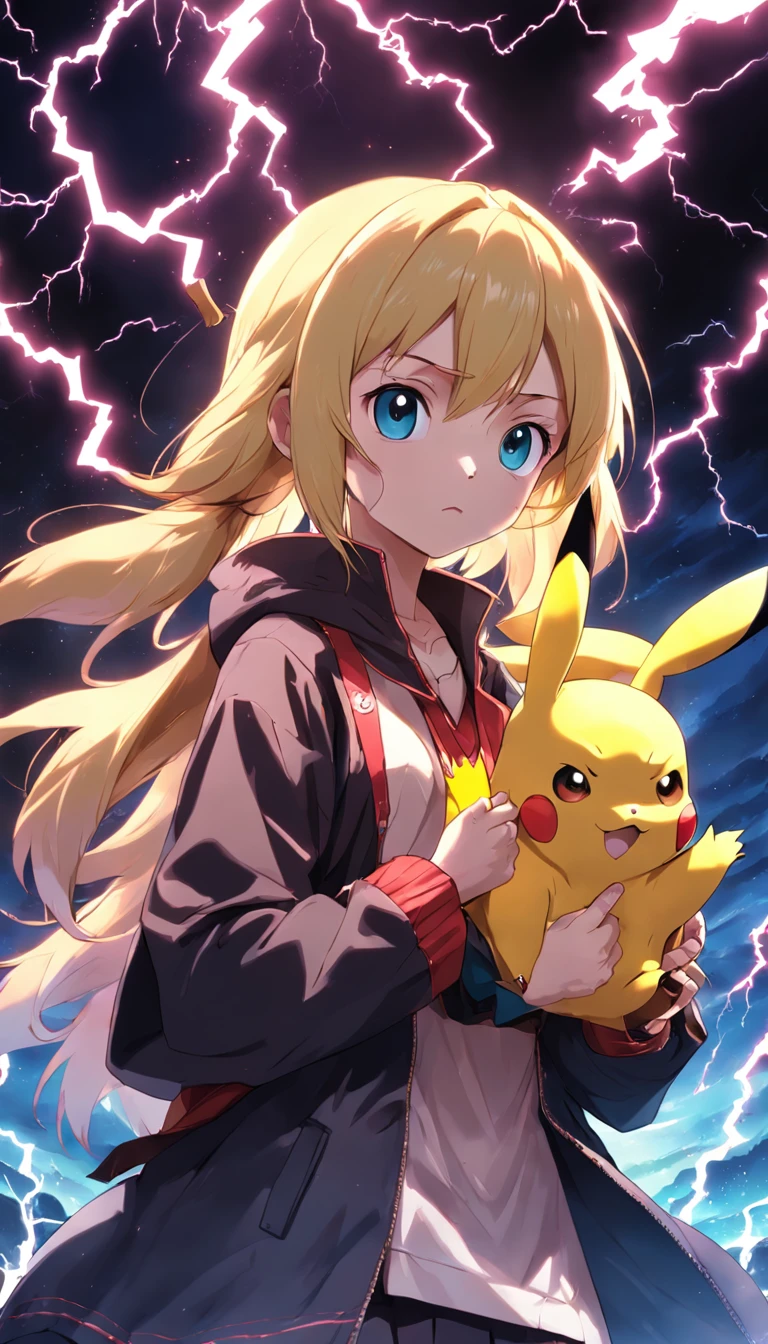 Make Pikachu with lightning backgrounds