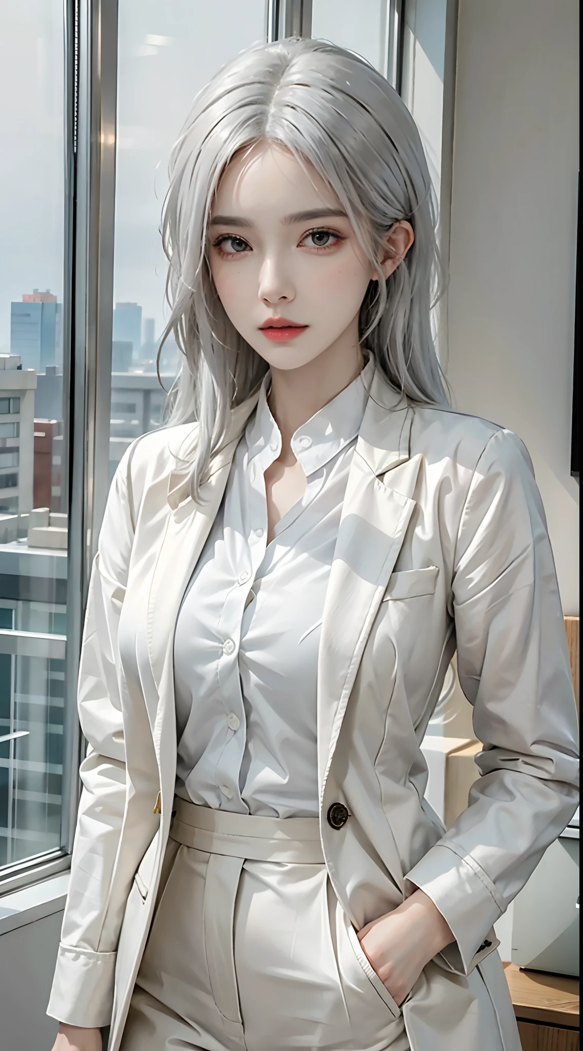 A close up of a person wearing a suit and a tie - SeaArt AI