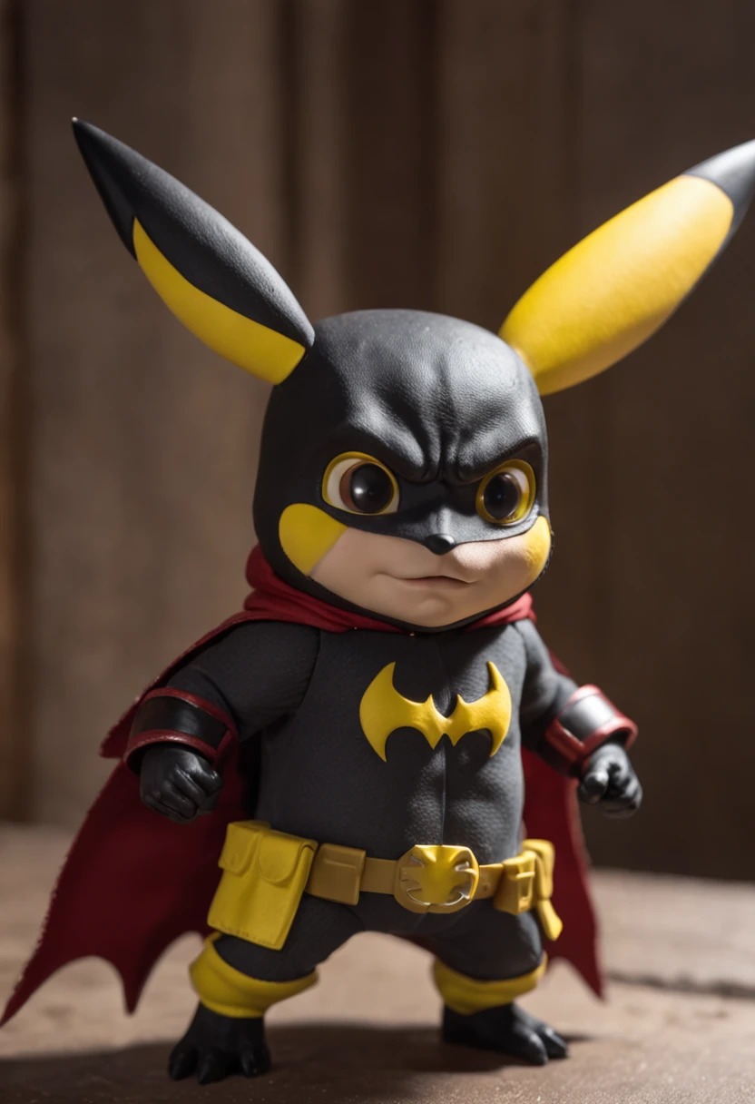master part,best quality, illustration, Pikachu vestindo terno de batman,Belo brilho detalhado,(Chamas de guerra:1.2),Detailed lighting,(belos olhos detalhados:1.1),no expression, corpo inteiro