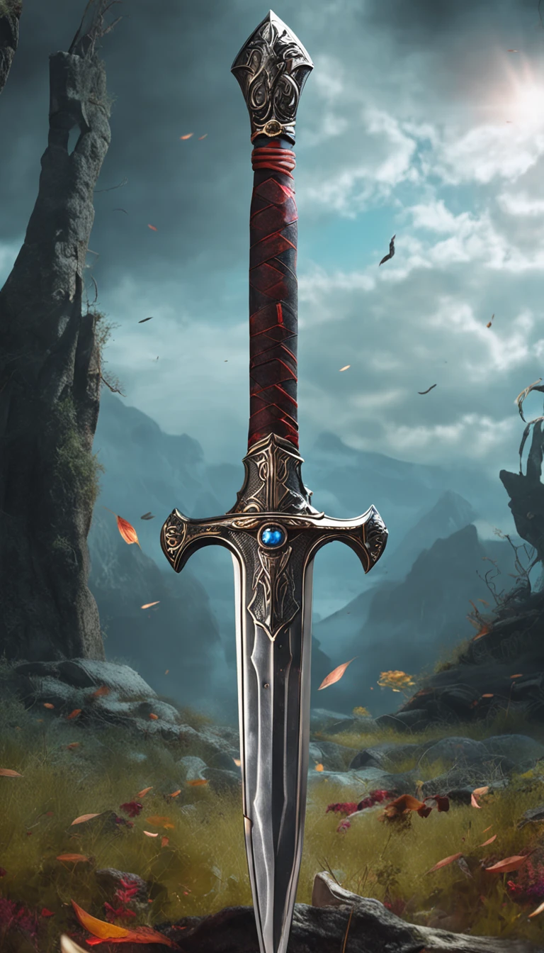 (Outstanding、Professional、Surreal)、Detailed sword, Lying on the ground