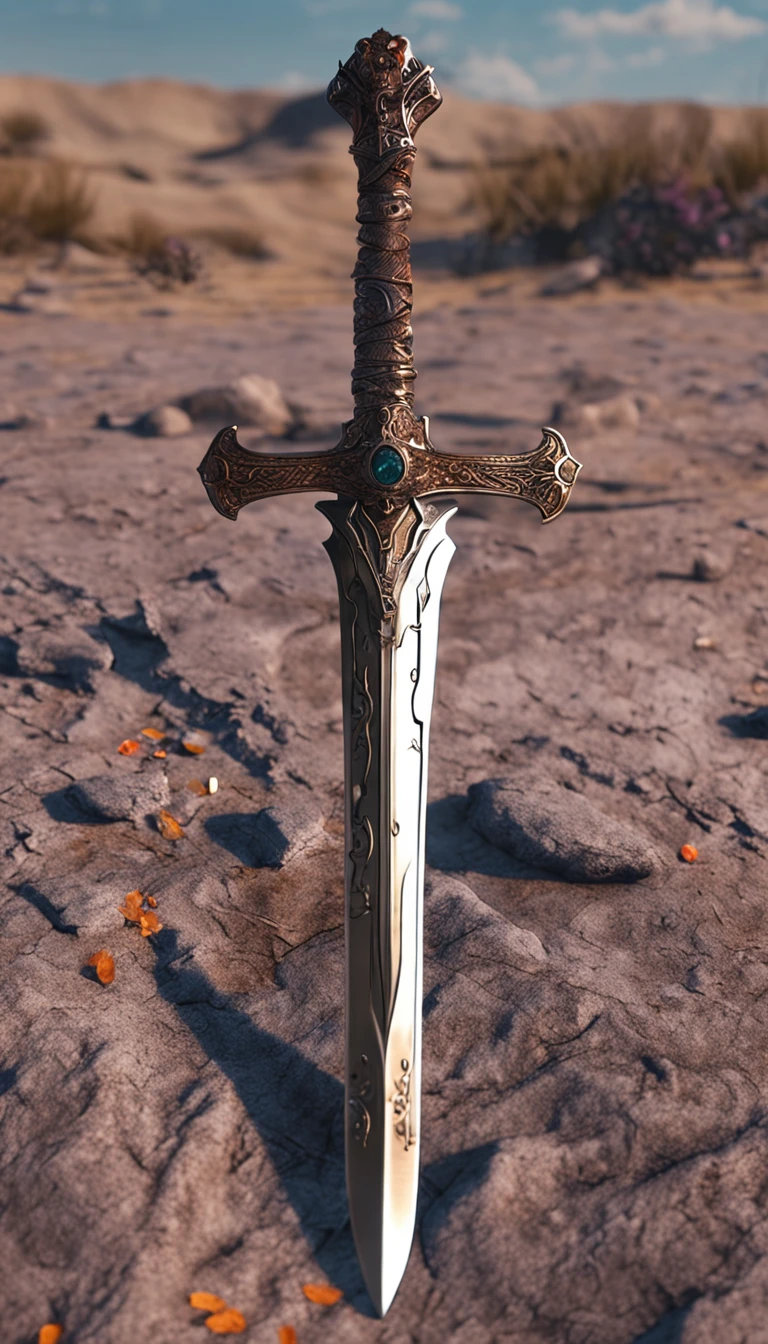 (Outstanding、Professional、Surreal)、Detailed sword, Lying on the ground