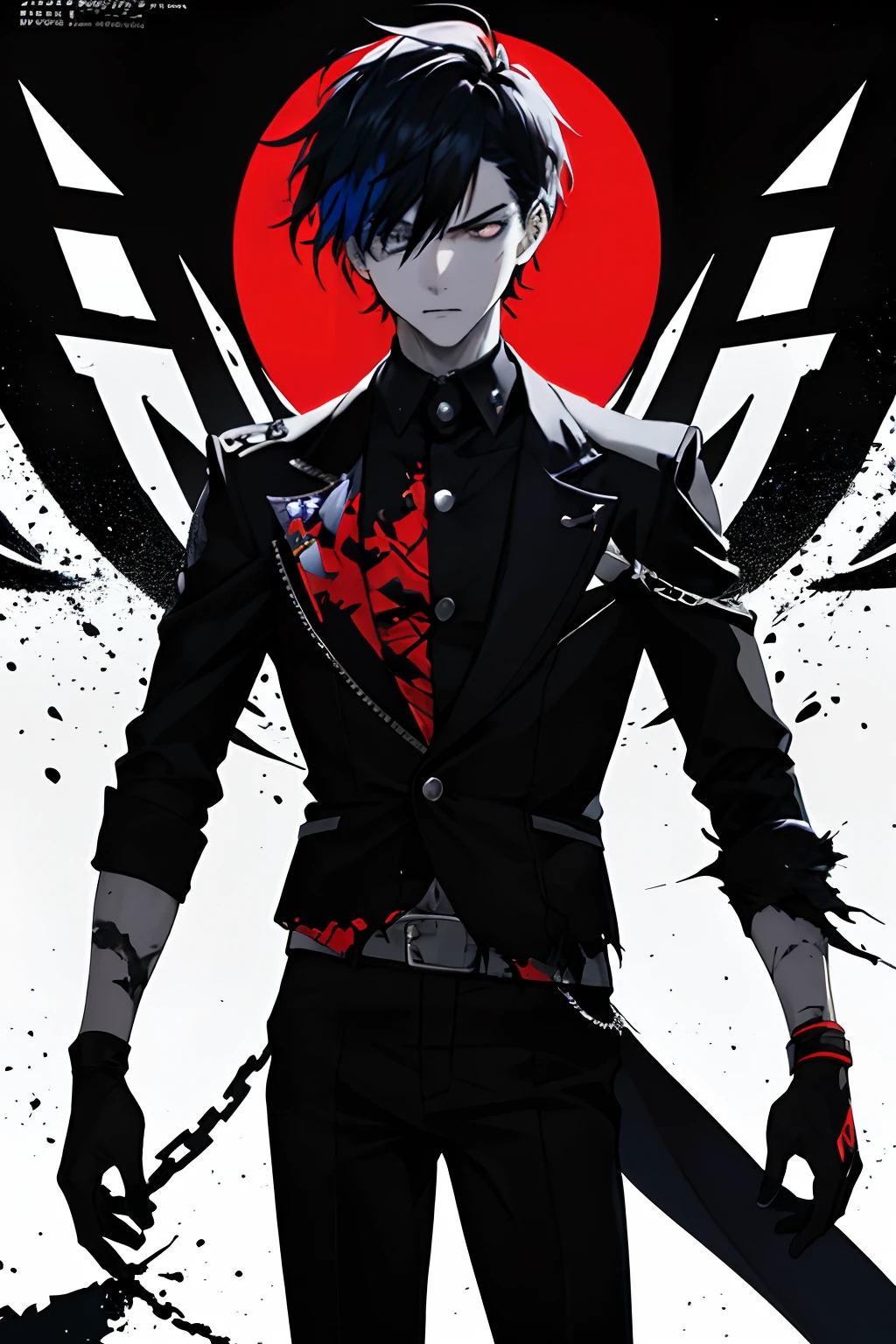 (((dramatic))), (((gritty))), (((intense))) film poster featuring a young man as the central character. he stands confidently in the center of the poster, wearing a stylish and edgy outfit, with a determined expression on his face. The background is dark and gritty, with a sense of danger and intensity. The color palette is mainly dark with splashes of vibrant colors, giving the poster a dynamic and visually striking appearance,tachi-e (magazine:1.3), (cover-style:1.3), fashionable, man, vibrant, outfit, posing, front, colorful, dynamic, background, elements, confident, expression, holding, statement, accessory, majestic, coiled, around, touch, scene, bold, attention-grabbing, striking, modern, trendy, focus, fashion,