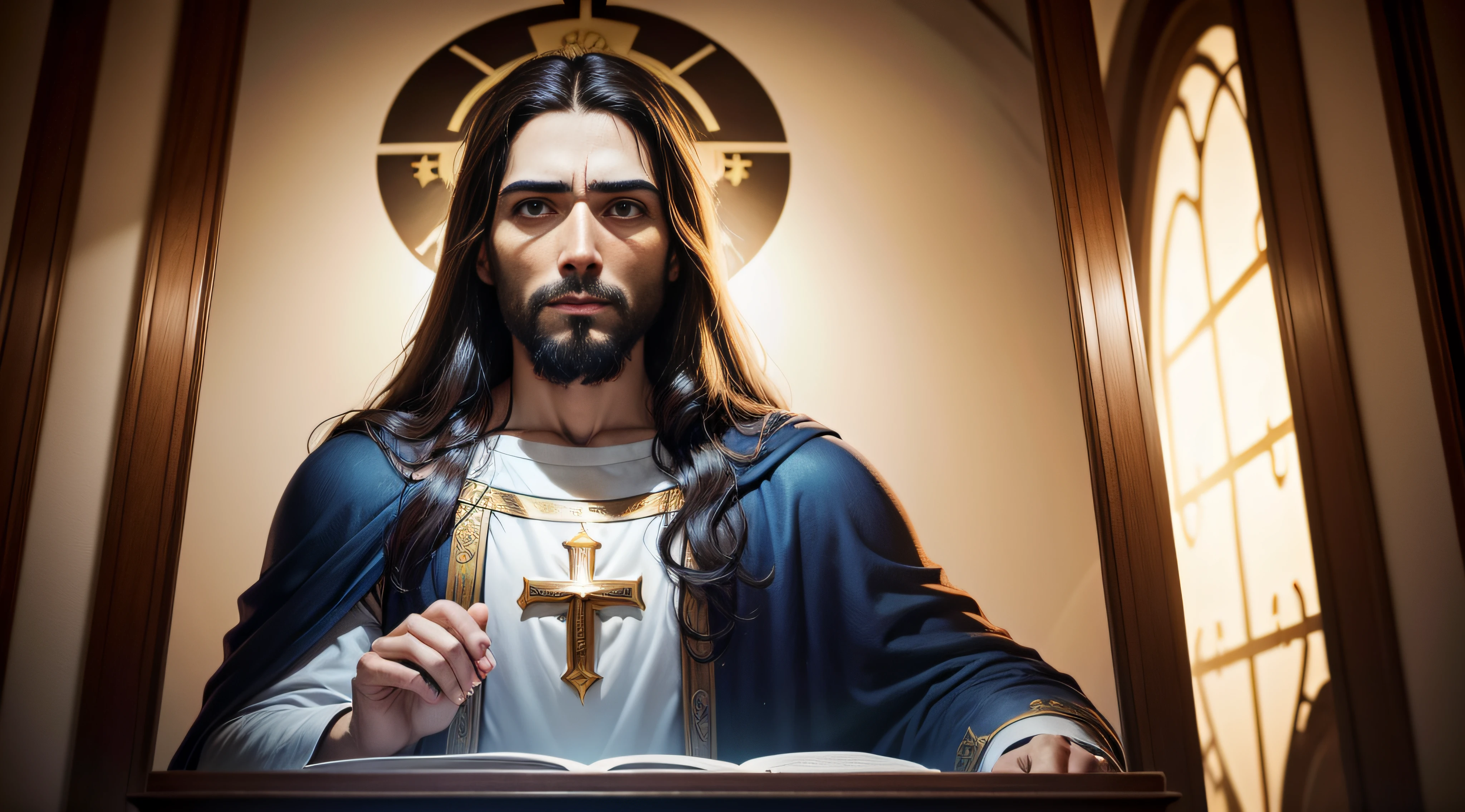 poster de jesus cristo, sem palavras, apenas imagem, cristianismo, jesus cristo, cruz brilhante, dramatic, obra-prima