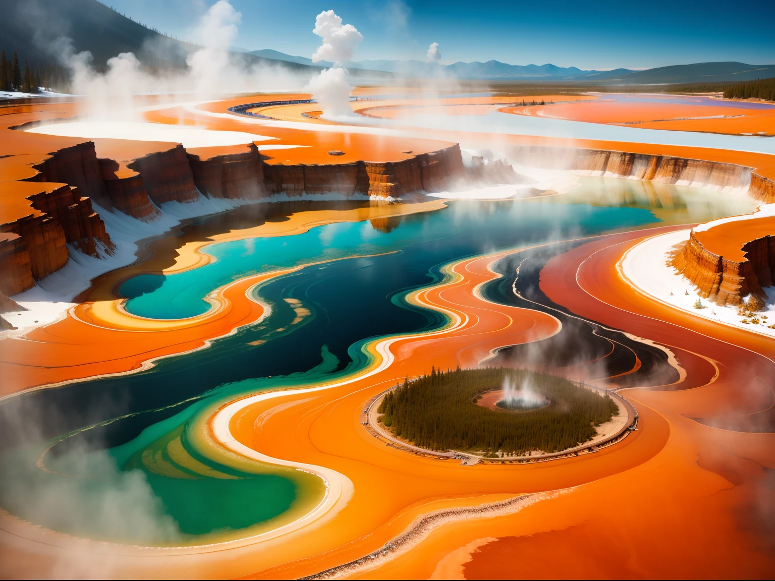 The Enchanting Allure of Grand Prismatic Spring:
A Muse for Artists