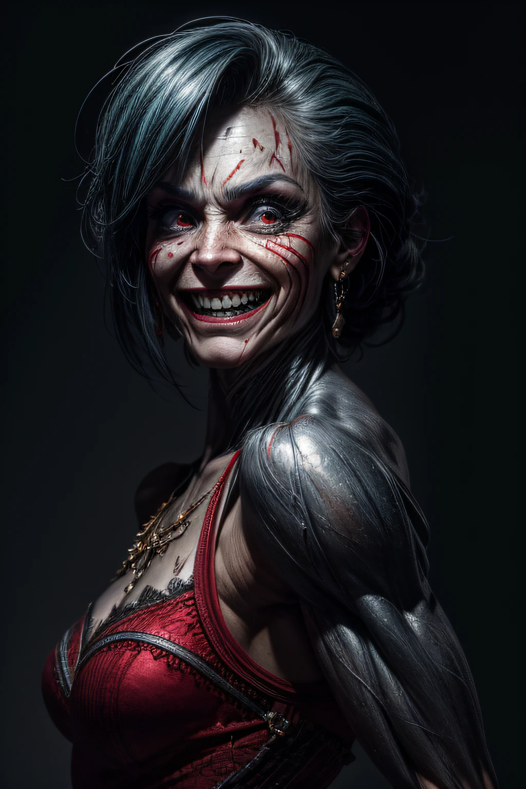 Personagem do Batman, ((caracterizar zumbi)), ((monstrous appearance)), imagem escura, (((Ultra realismo)), circunstanciado, 8k