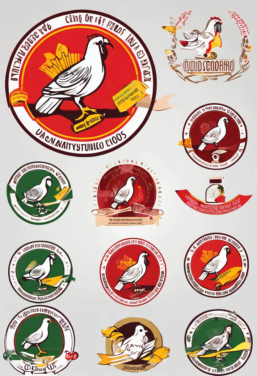 Crie uma logomarca atraente e profissional para o produto 'UNO Aves', a specialised veterinary medicinal product for young growing chickens. The logo must convey confidence, health and vitality. The main colors of the drug line are yellow and red, e a cor da fonte para 'UNO' deve ser branca. Make sure the logo includes elements that suggest healthy, growing birds. Lembre-se de que a logomarca deve ser atraente tanto em embalagens impressas quanto em meios digitais.