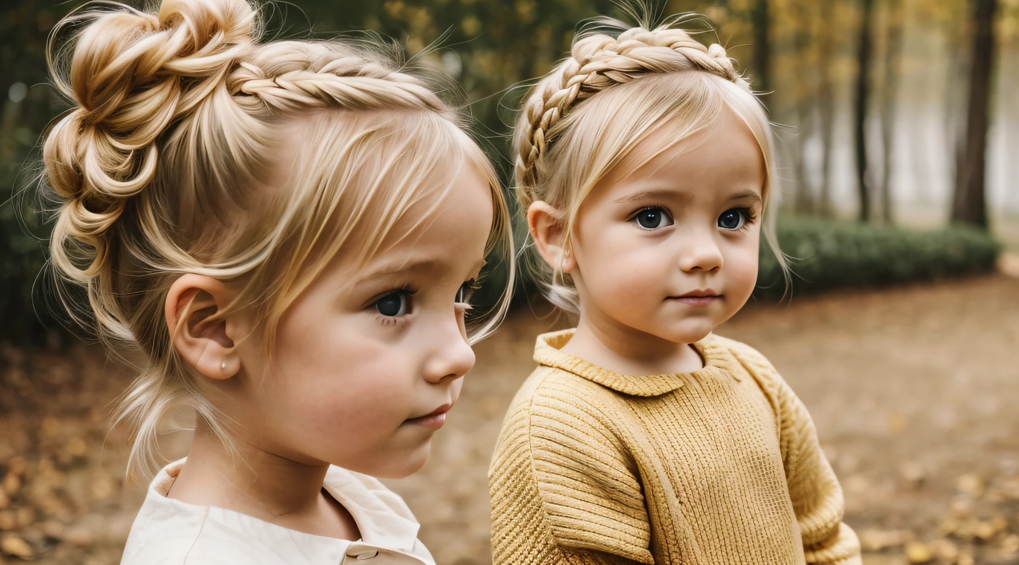 BLONDE CHILD GIRL in golden angel bun