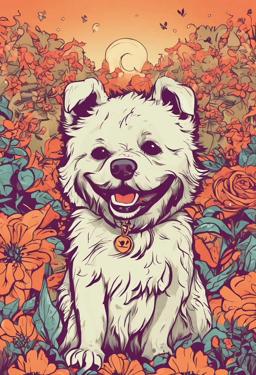 cachorro, feliz, cute, corpo todo, 插圖, detalhado