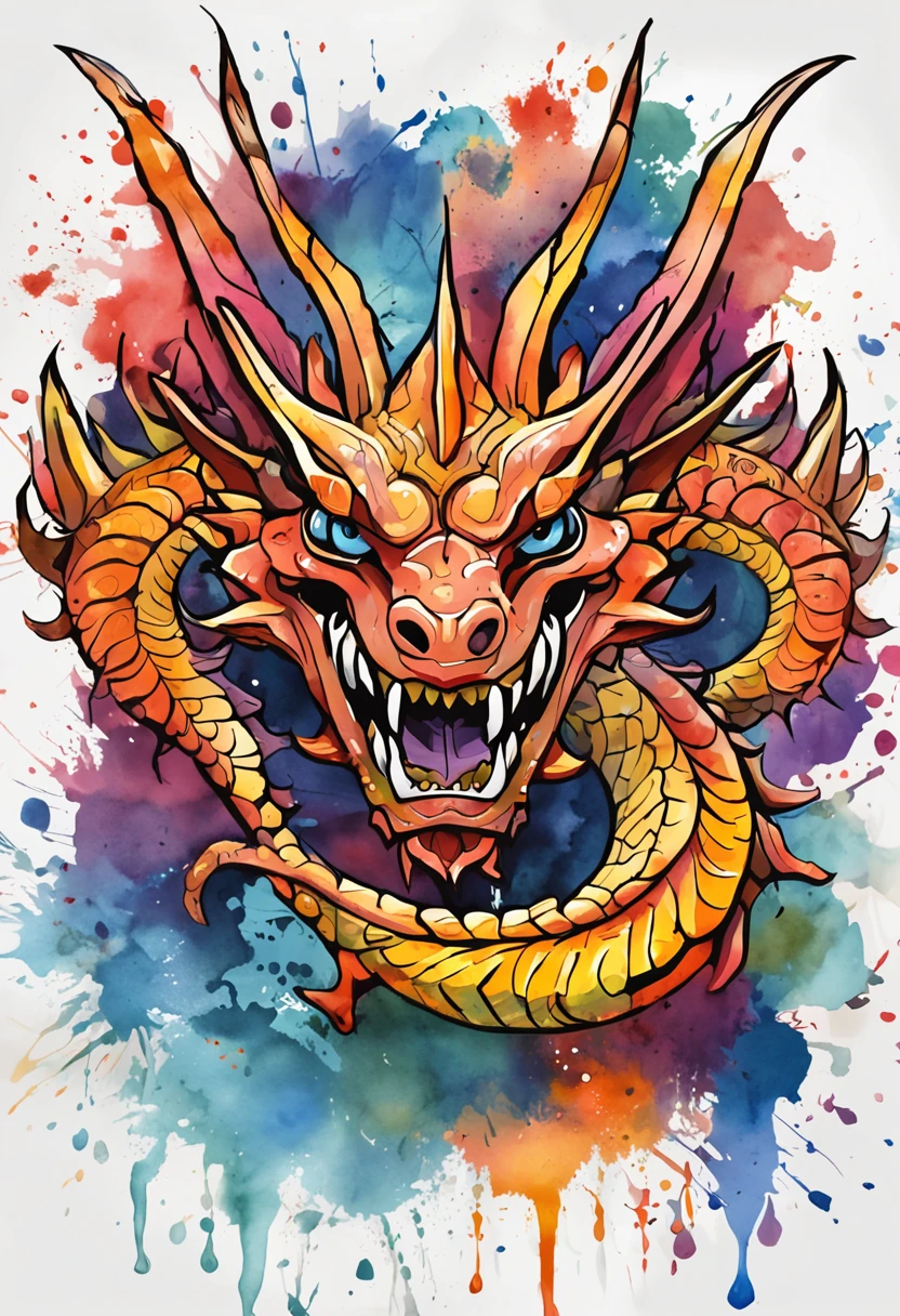 art t shirt, Dragon graffiti art, Vector, 2D illustration, sticker, , dark background, centered, --v 5.1 --ar 3:4 --no T-shirt, mockup