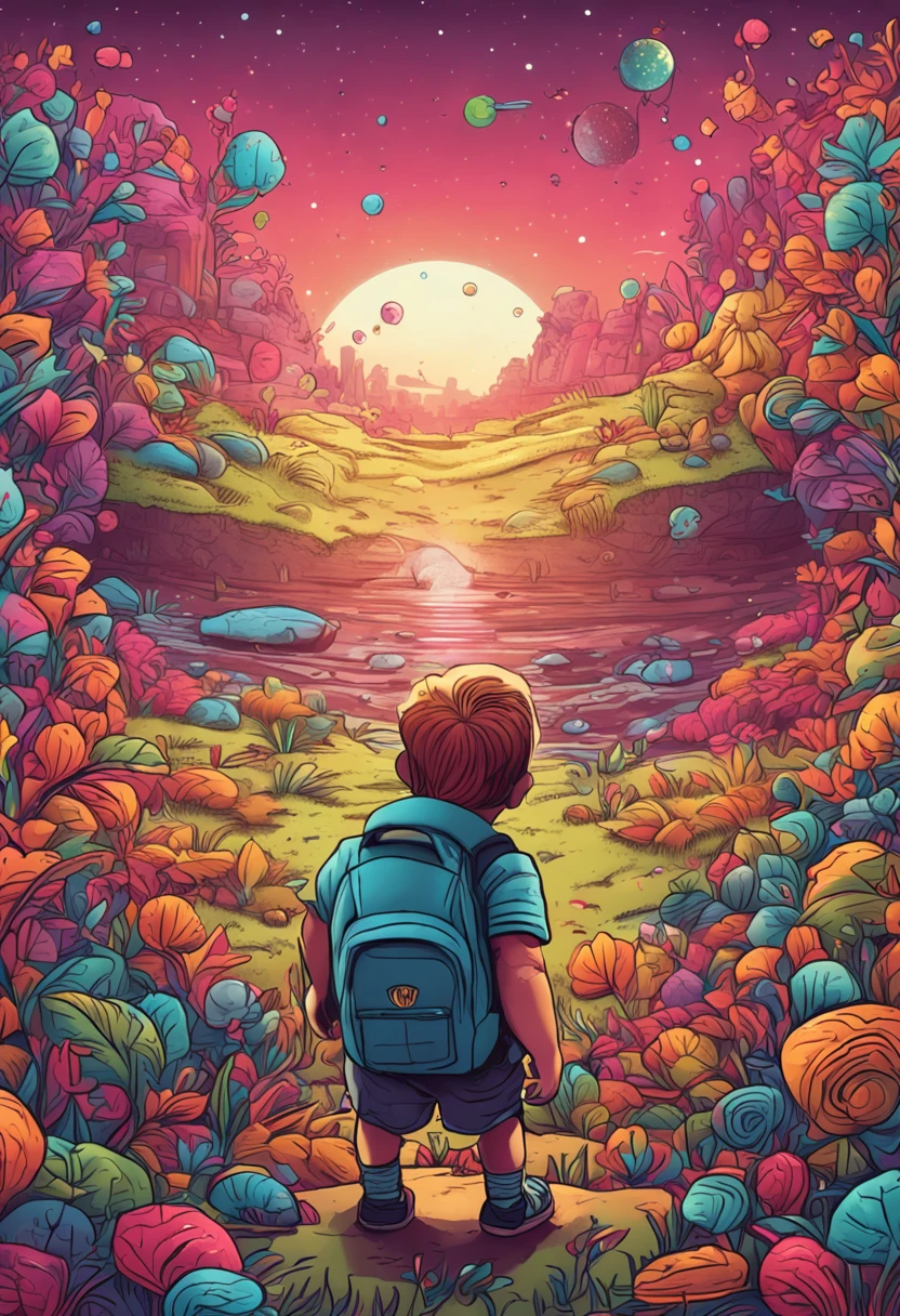 Uma imagem encantadora de Leo, an adorable little boy of 6 years, junto com sua amiga Ruby, uma fada das cores, and a bright rainbow. Uma linda estrela cintilante.