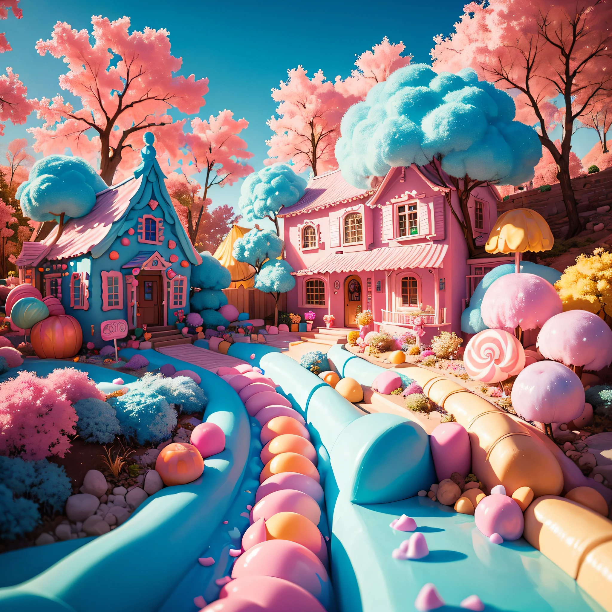 masterpiece,first person view,(a little candy house),(a candy land style house), cotton candy trees, everything is made of candy, cotton candy, candy land,made of candy, made of candy and lollipops , sculpted in candy, candy forest, candy coated, Raw photo, hyper-realistic, maximum details, intricate details,