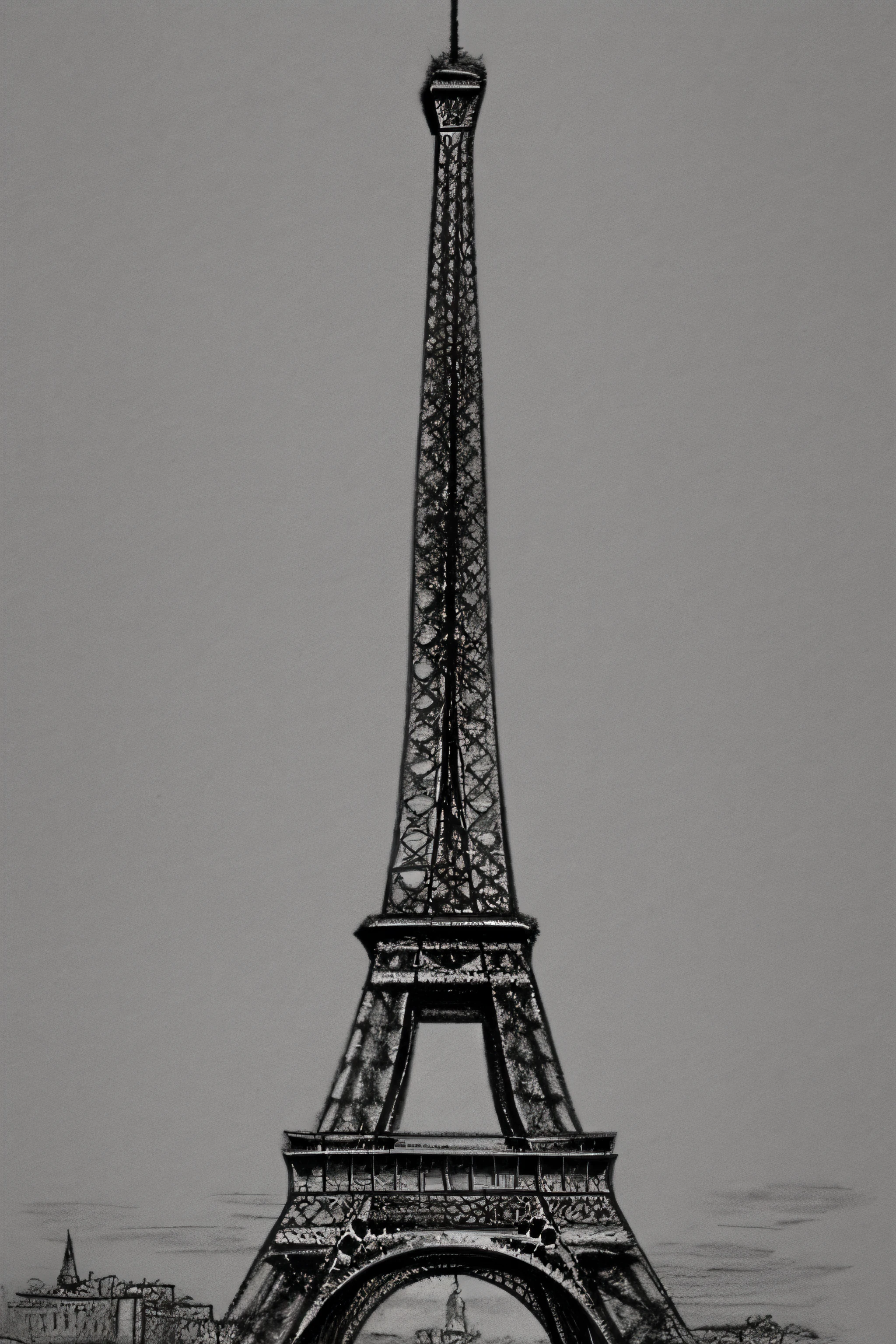 pencil sketch of the eiffel tower