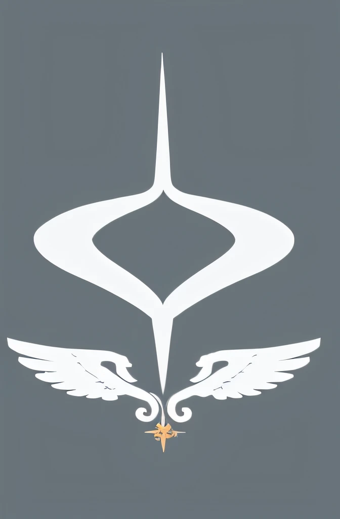 um close up de uma estrela branca com asas em um fundo cinza, Asas de Devi, Emblema da Sabedoria, ophanim has bird wings, phoenix, Asa Ciborgue, Aion, Serafim, imperial symbol, phoenix-inspired, foice, Arte da Biblioteca Espacial Borne, design de foice, symmetrical logo, White eagle icon, sojourn from overwatch, spire