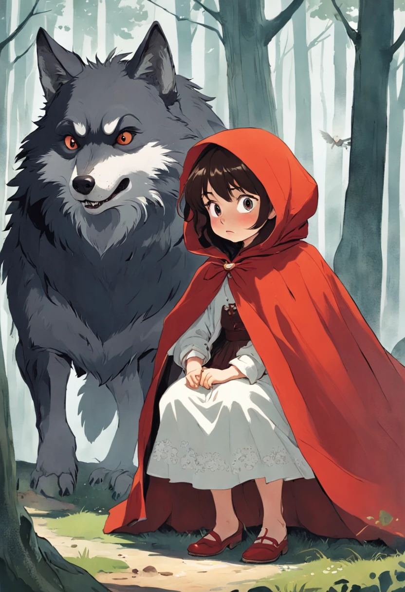 nsfw, top quality, best quality, High-quality illustrations, masterpiece, super high resolution(super cute girl, wolf, lovers, zoophilia, Mating, pussy sex from behind)Little Red Riding Hood, forest, girl, undressing, open Clothes, absurdres, perfect anatomy, tomogao, good lighting, red blush, cinematic shadow,