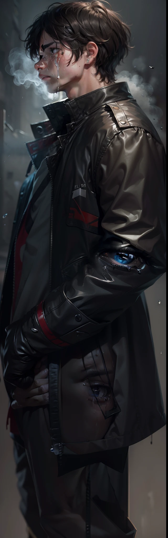 Boy with tears on his face, 4k.