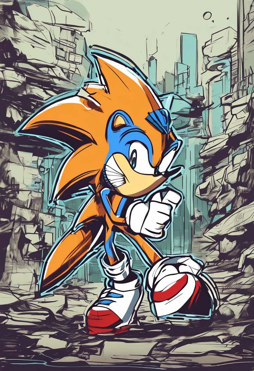 sonic the hedgeman sketch by me, an anime drawing inspired by Kōno Michisei, trending on polycount, sots art, from sonic, sonic the hedgehog illustration, portrait of sonic the hedgehog, sonic oc, dynamic pose perspective, traditional animation, sonic the hedgehog in a surreal, sonic hedgehog, high quality sketch, cell shaded adult animation, smooth drawing
