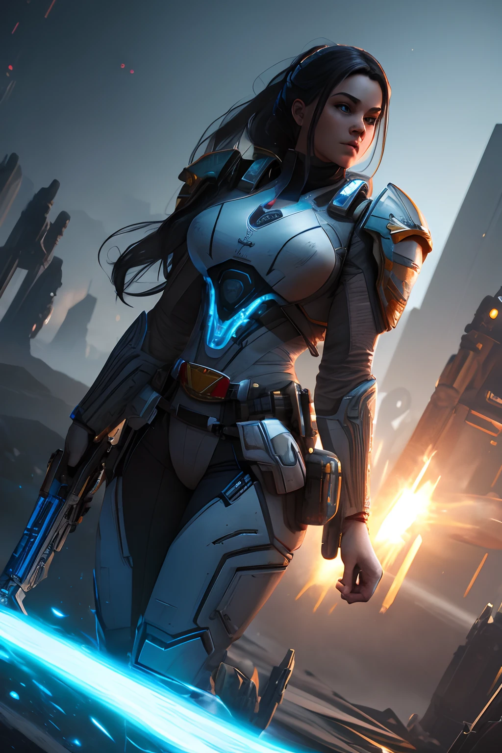 Game character concept art; science fiction; high angle; intricate details; full body; natural lighting; trending on artstation, 4k, hyperrealistic, high details, cinematic masterpiece --auto