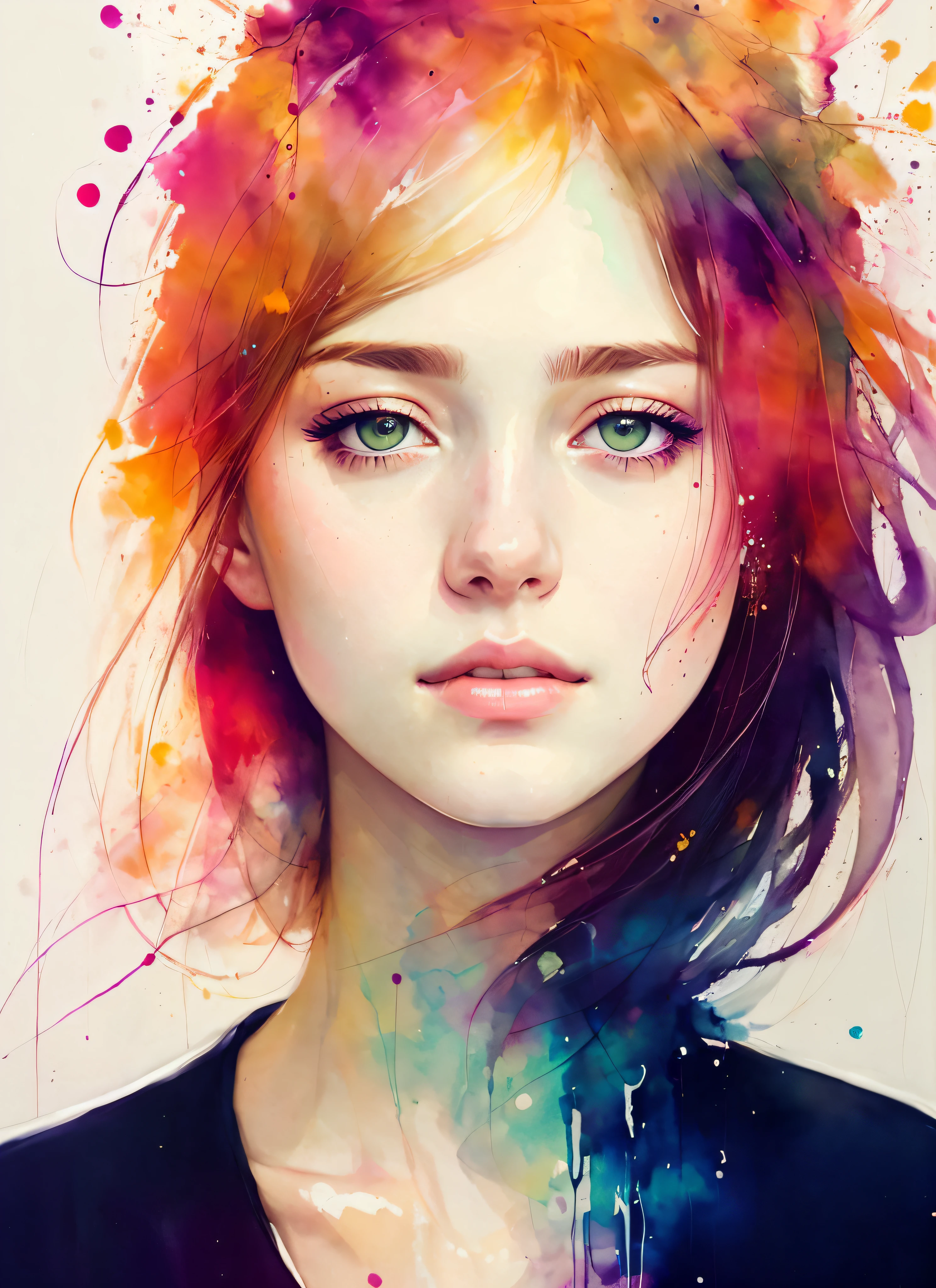 a painting by mse a woman by agnes cecile, luminous design, pastel colours, ink drips, autumn lights