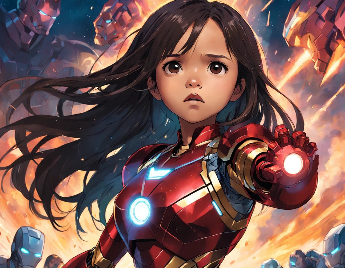 20 year old Jenna Ortega as Iron Man, aggressive, intense::80 futuristic::20