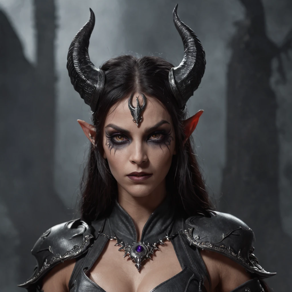 (masterpiece)+, (extremely (realistic)+,a portrait of an beautiful young female tiefling wizard, Long purple hair, horns, yellow snake-like eyes. Smirk, Piercing, Cuts and wounds, Scars, Shrewd stare. Looking in camera. volumetrics dtx, Photorealistic, ultra detailed, Artstation trending, very very detailed, realistic shaded lighting, dynamic shadows, detailed Brick wall background, upper body, professional photograph of a detailed skin, sharp focus, dramatic, award winning, cinematic lighting, octane render, unreal engine, volumetrics dtx, Photorealistic, ultra detailed, Artstation trending, very very detailed, hyperrealistic, fine details, realistic shaded lighting, dynamic shadows, Brick wall background, add_detail:1, skin pores and wrinkles, details.,More Reasonable Details