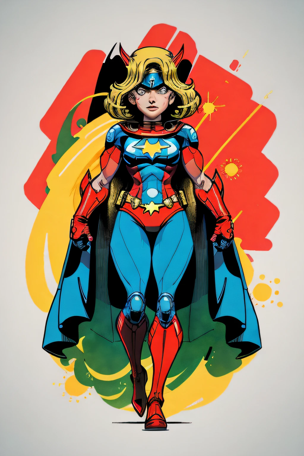 Create a retro image of a superheroine in space, anime para estampa de camiseta digital com vibrantes, High-resolution colors, com fundo de imagem escuro ::n_desenho de estilo, Low-quality imperfection, boneca, Jogo, anime, Texto, assinatura