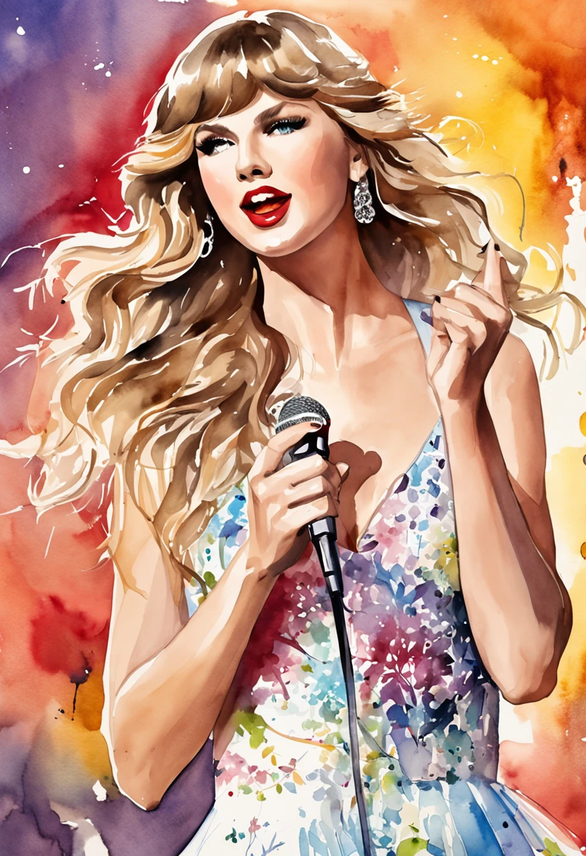 "Taylor Swift"of wonderful stage performances,shining lights,Dynamic dance,Singing with passion,Pop style music, Taylor Swift's unique image and charm,Charming voice,Exquisite makeup and costumes,Stunning stage set,Enthusiastic audience shouts,Charming。