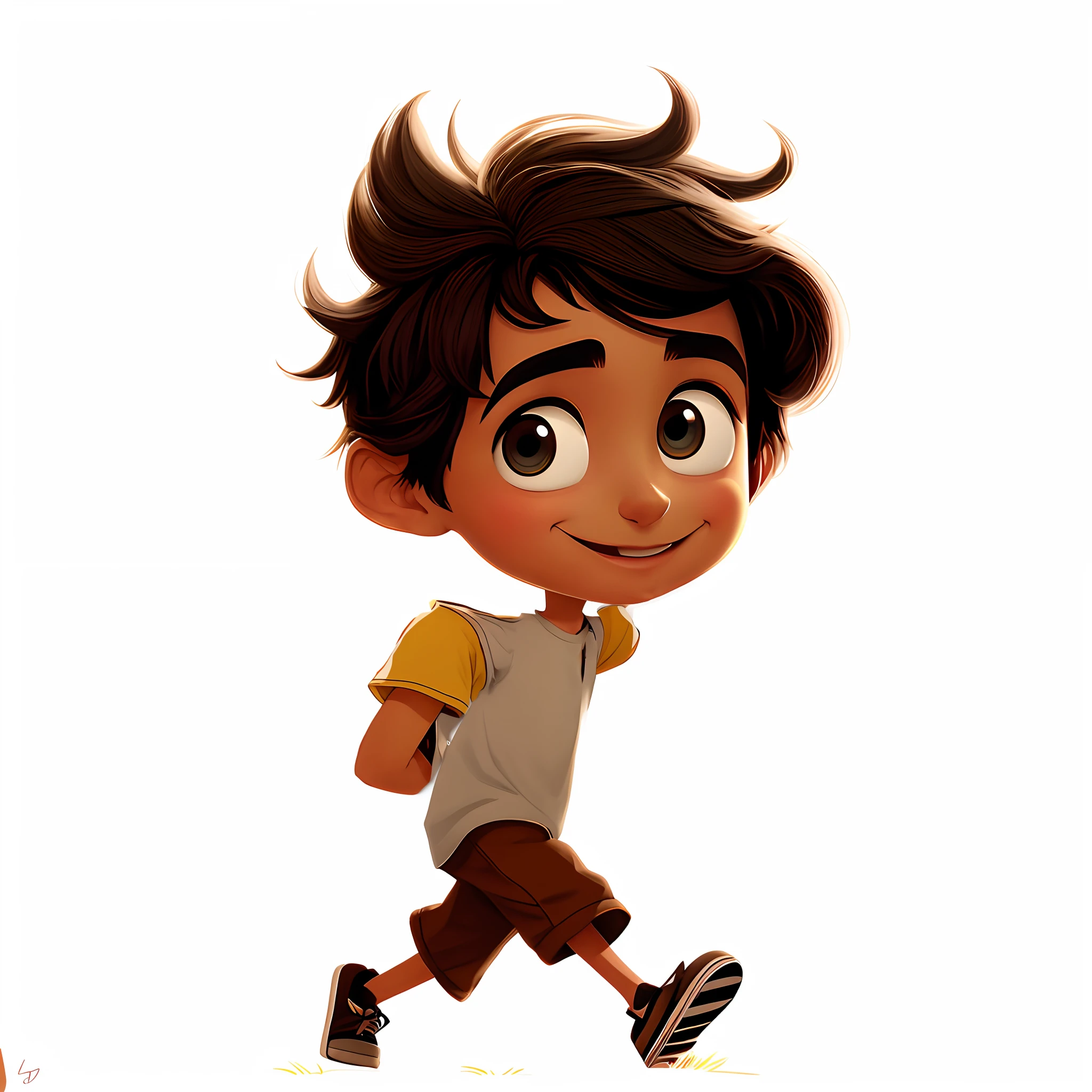 The boy putting his arms down