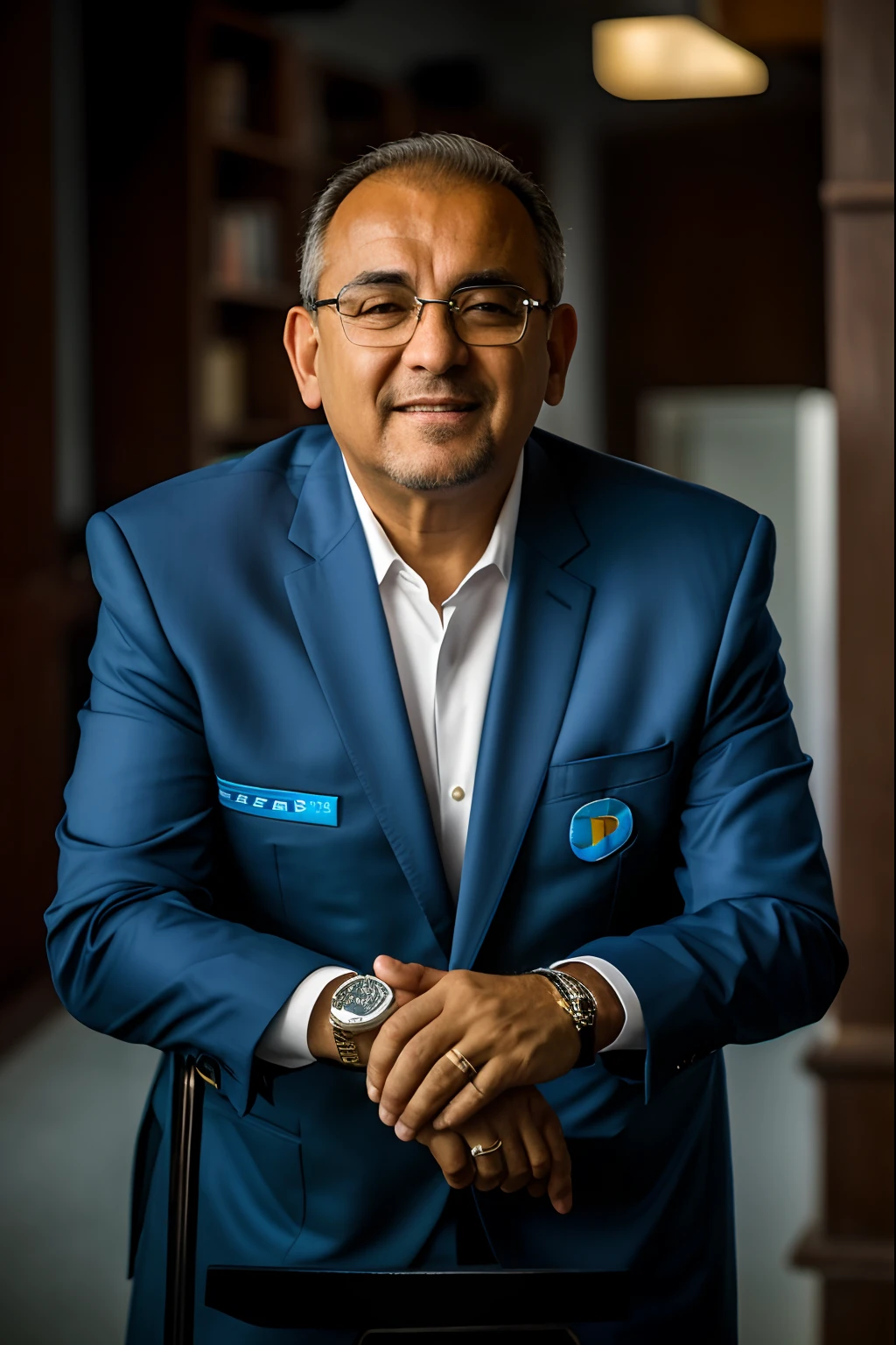 homem arafed em um terno azul sentado em uma cadeira, inspirado em Victor Meirelles, Andrzej Marszalek, Mimmo Rottela placeholder image, Mohamed Chahin, Victor Antonov, mario martinez, marco bucci, Roberto Bernardi placeholder image, George Doutsiopoulos, Elias Chatzoudis, Stephen Sándorfi, pedro correa
