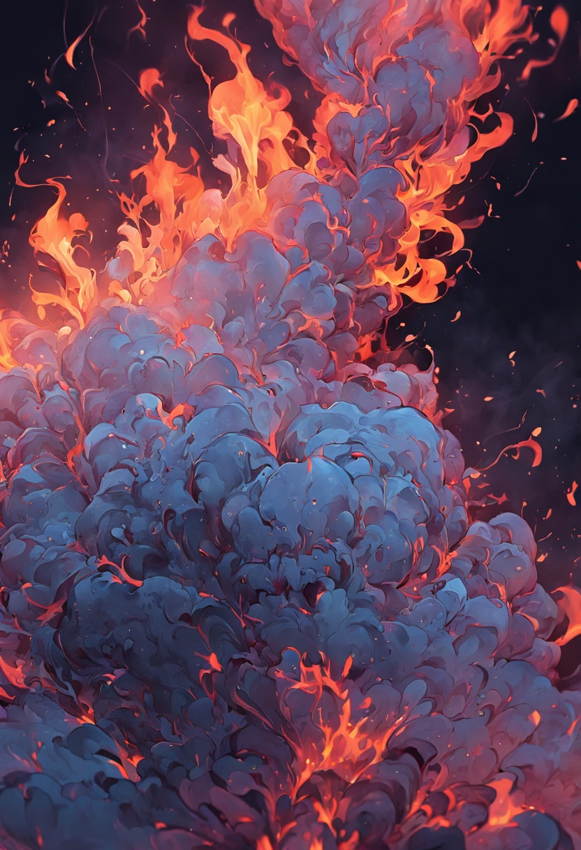 Closeup do fogo no fundo preto e no fundo preto, fractal de chama, arte generativa altamente detalhada, Textura da chama, intrincadas imagens de chamas sobrepostas, fundo do inferno, pinturas abstratas. 8k, fundo do fogo fractal, Spinning flames in the background, Paint spills smoke, Fogo em redemoinho, arte digital 4k inquietante, a little smoke and fire, arte generativa do algoritmo houdini,Fluids
