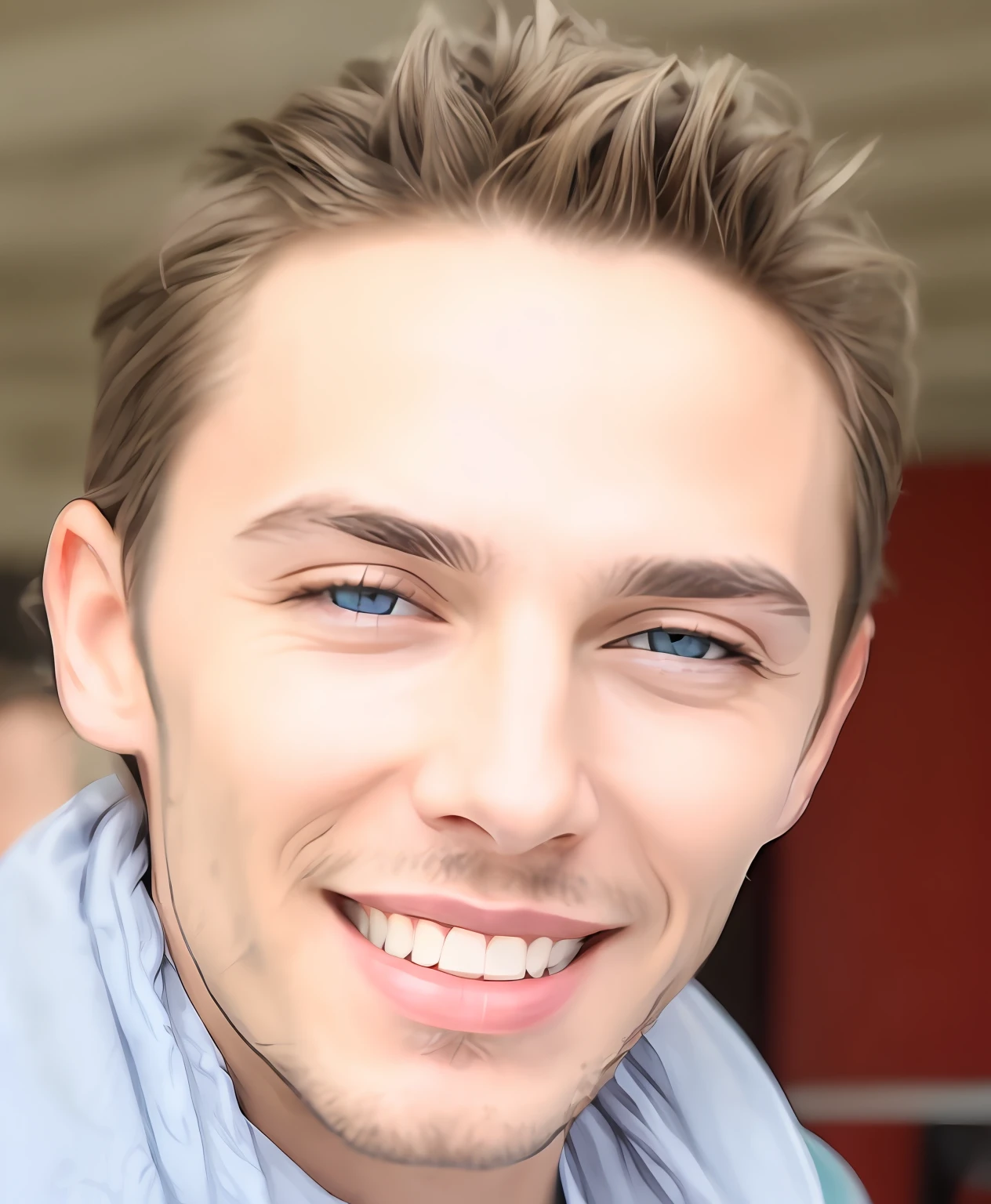 blue eyes denti bianchi tatuaggio lacrima sotto l'occhio abbronzatura barba pizzetto biondo