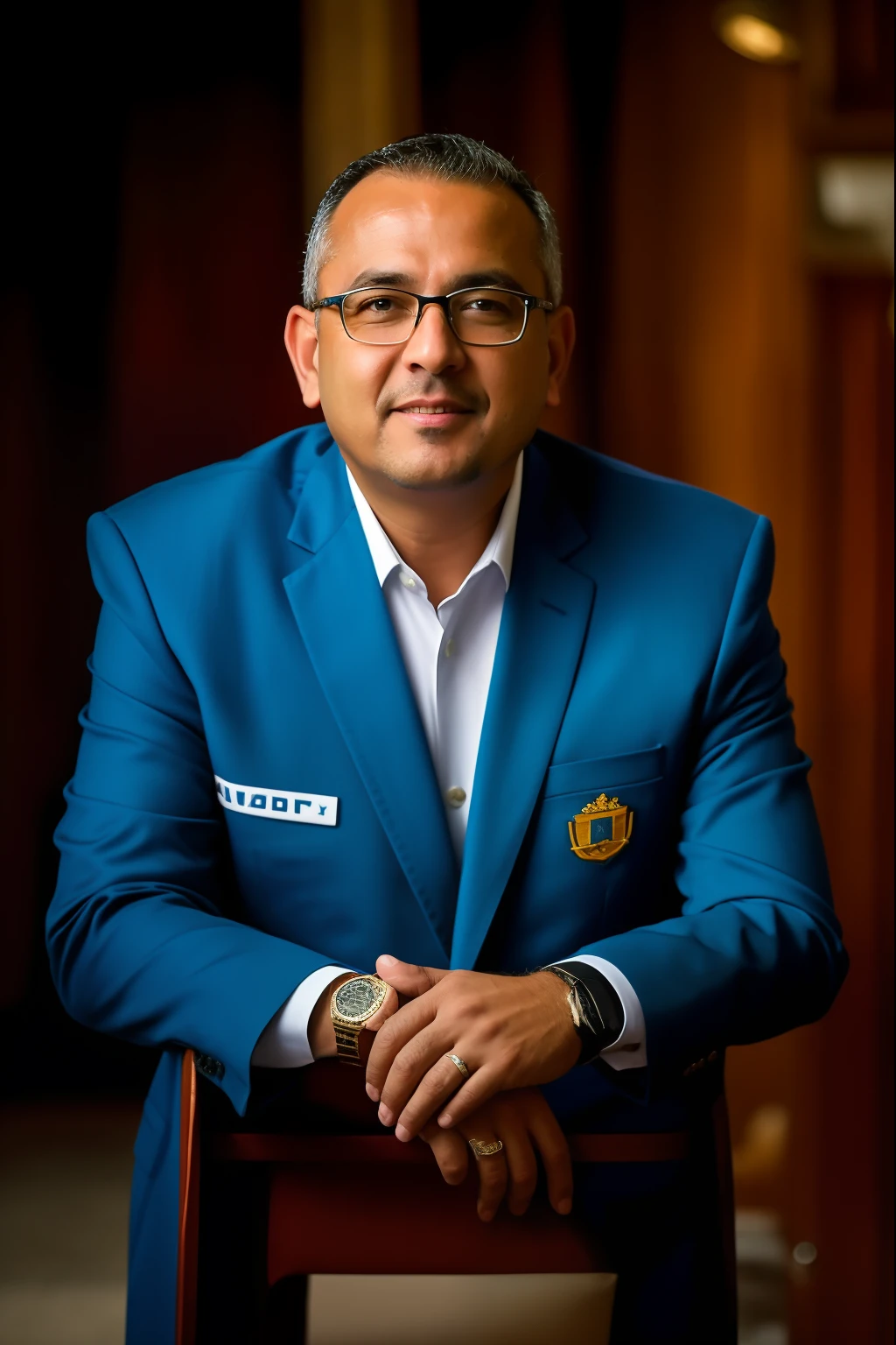 homem arafed em um terno azul sentado em uma cadeira, inspirado em Victor Meirelles, Andrzej Marszalek, Mimmo Rottela placeholder image, Mohamed Chahin, Victor Antonov, mario martinez, marco bucci, Roberto Bernardi placeholder image, George Doutsiopoulos, Elias Chatzoudis, Stephen Sándorfi, pedro correa