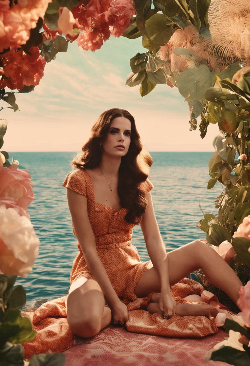 (lana del rey, music icon, vintage vibes, dreamy atmosphere, melancholic mood, retro aesthetic)
