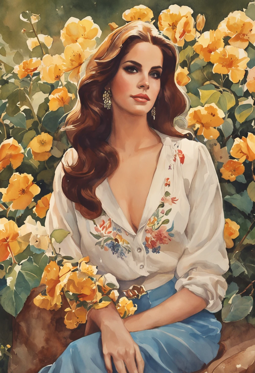 (lana del rey, music icon, vintage vibes, dreamy atmosphere, melancholic mood, retro aesthetic)