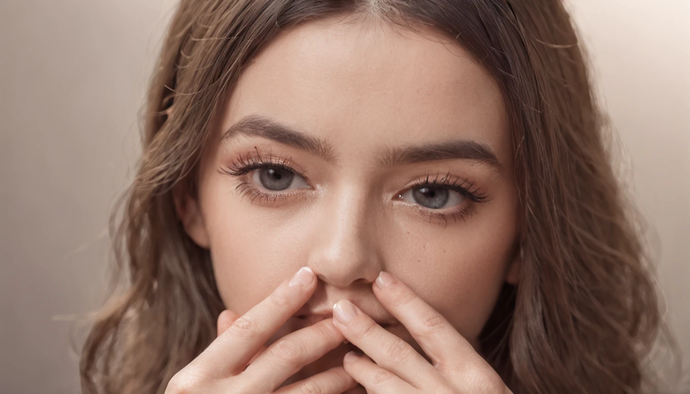 Cute girl practicing kissing face for role, closing both eyes