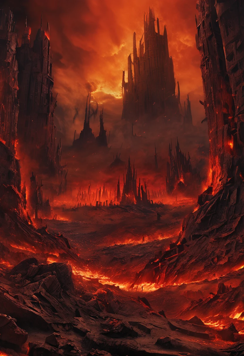 , hell landscape, The bottom of hell, The Final Battle in Hell, Apocalyptic landscapes!!!!!, Mustafar, The Ruins of Hell, ! Apocalyptic landscapes!!, Awesome D & D The Art of the Dark Sun, Gates of Hell, Gates of Hell, Arte Conceitual de World of Warcraft, Rescue from the underworld!!!!!!