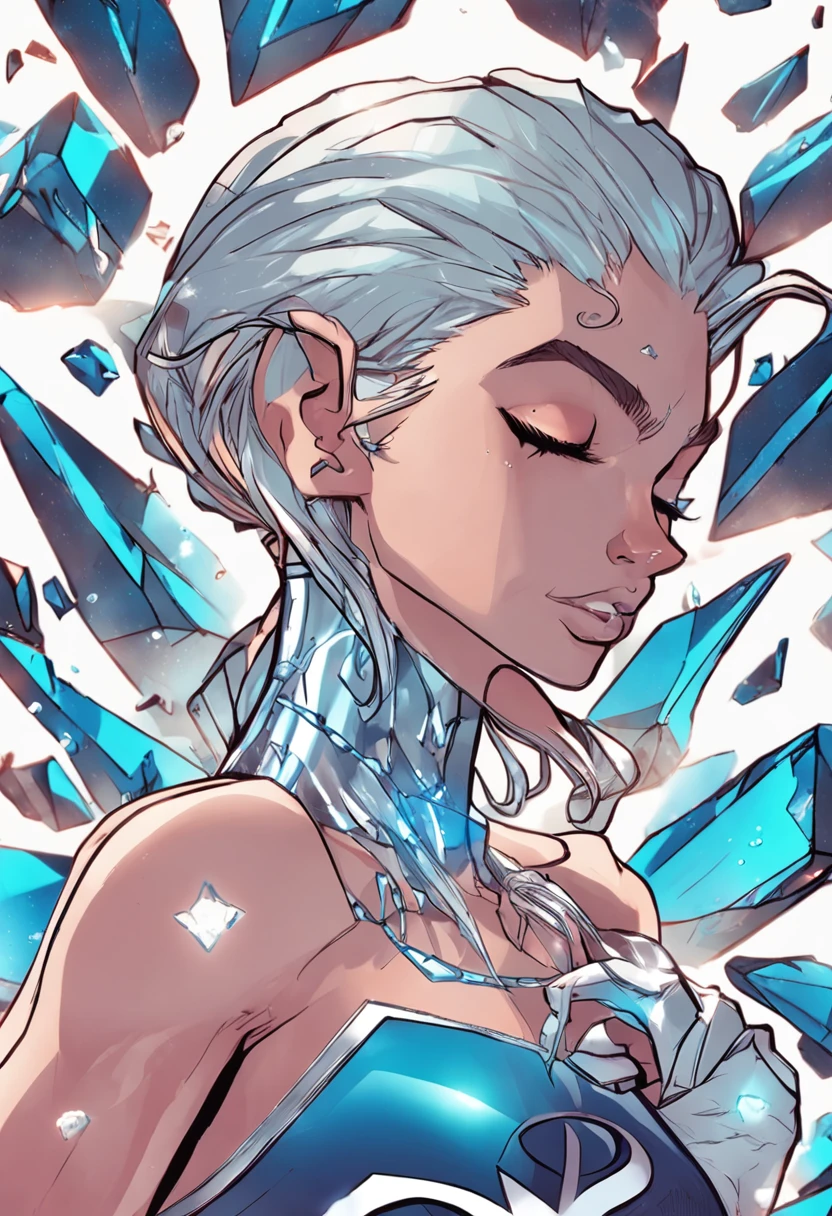 super ice powers, super hero, female ager, de cima, ((melhor qualidade)), ((masutepiece)), (detalhes) ice beam, sexy outfit