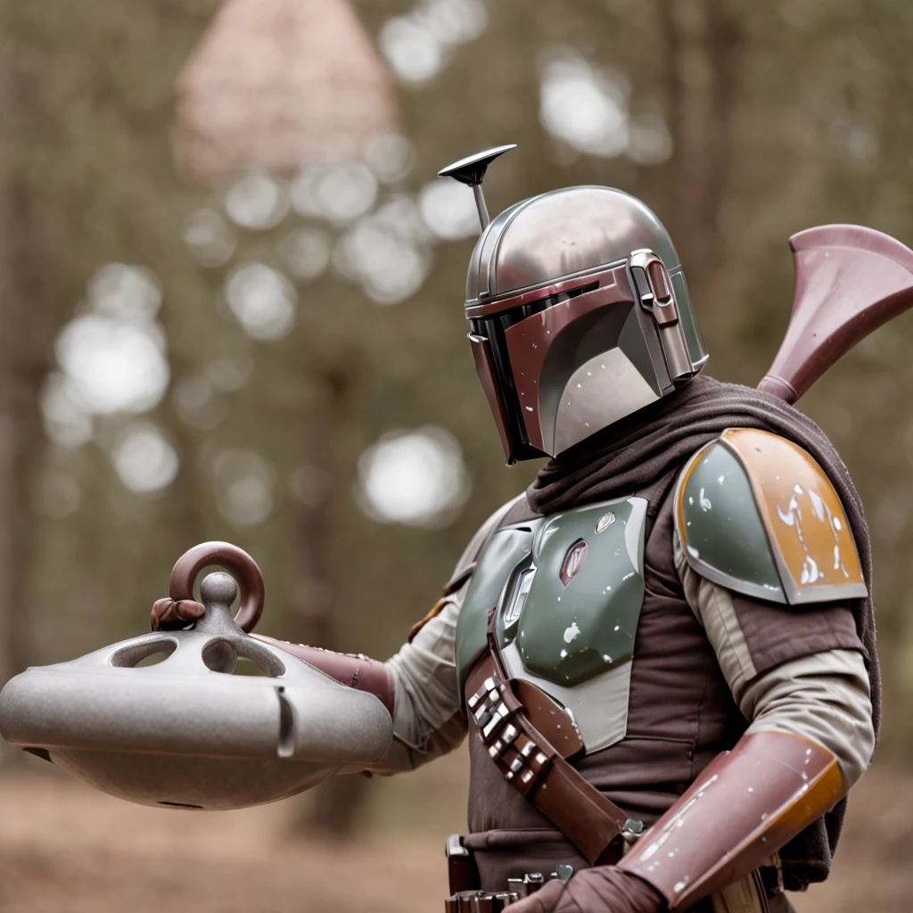 mandalorian segurando kettlebell