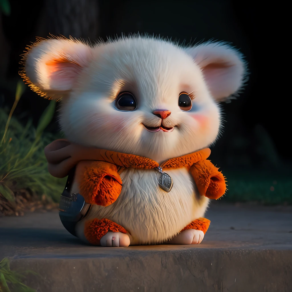 critters，Orange，Fat Chubby，cute animal，no_humans，depth of fields，Disney  style，DARK_Glam，wearing DRK_Glam，deep shading，（darkly：1.4），（8k，RAW photos，best qualtiy，tmasterpiece：1.2），The expression is wide open and the mouth is happy