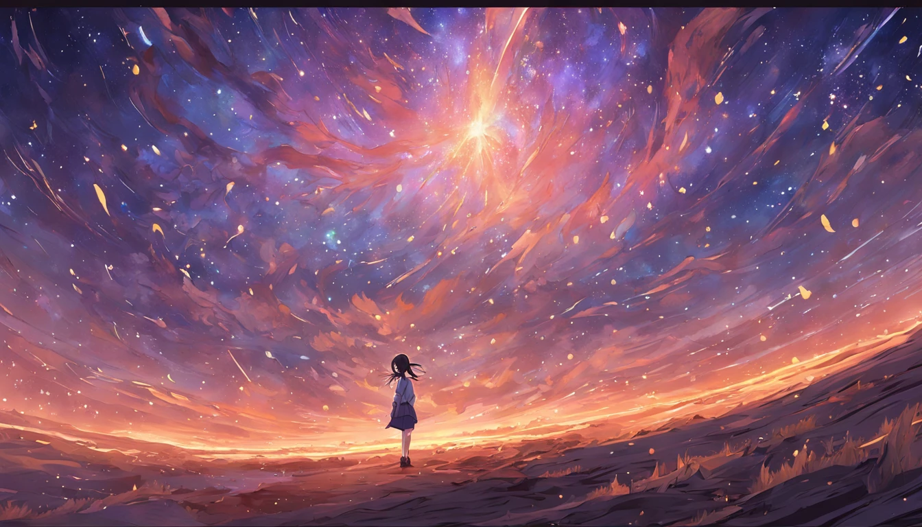A breathtaking,Van Gogh-inspired starry night sky over a quaint,the undulating desert,vast and boundless,