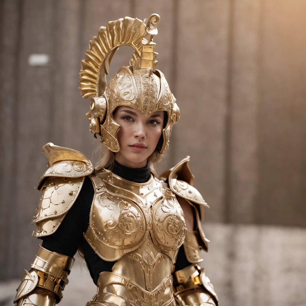 Golden armor,Mechanical armor,Golden armor,A half body,mtu,8K,hyper HD,severe low lighting,high qulity,Sharp focus,Fujifilm X