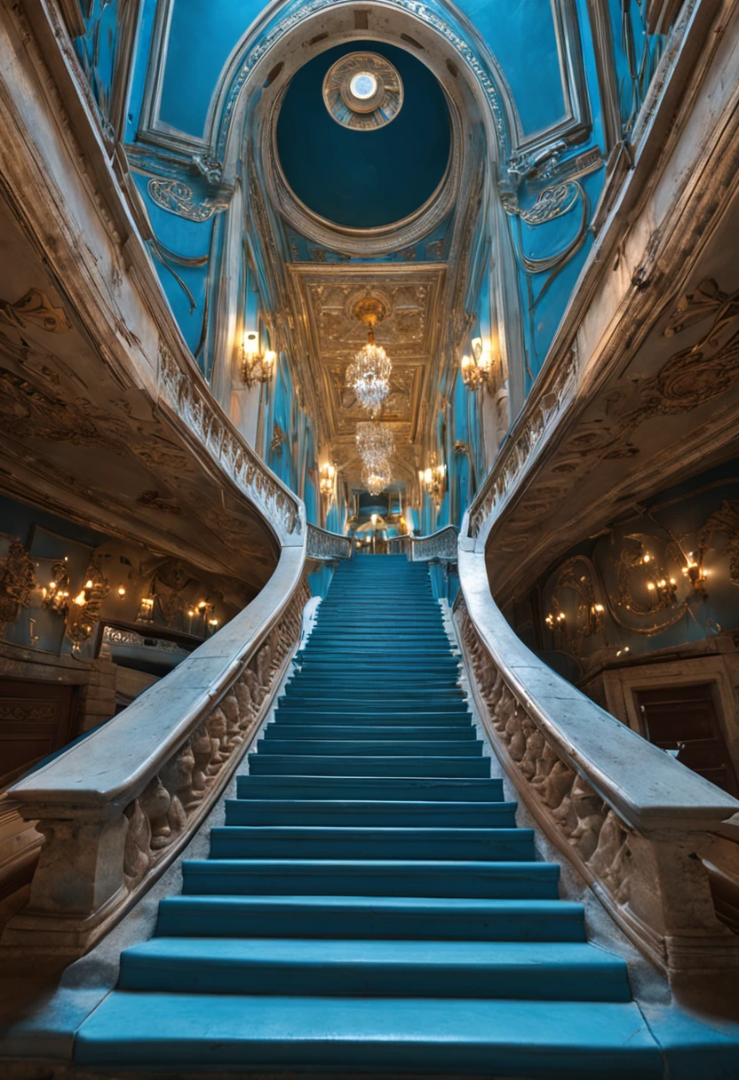 blue sky and in the sky a door and a beautiful staircase that refers to royalty